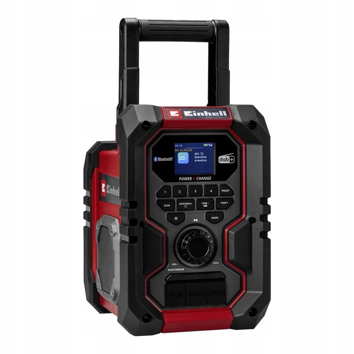 Einhell DAB+ FM hordozható rádió, Bluetooth, IP65, 245x268x176mm, 1,8m tápkábellel