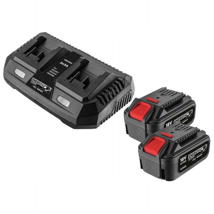 Set acumulatori 2x 4Ah cu incarcator dublu Energy+ 18V, GRAPHITE