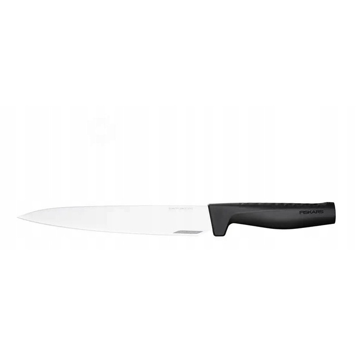 Fiskars Hard Edge 1051760 húskés, 216 mm-es japán rozsdamentes acél penge, LZR-EDGE technológia a hosszan tartó élességért, ergonomikus Softouch 3D markolat ujjvédelemmel, fekete, 1 db