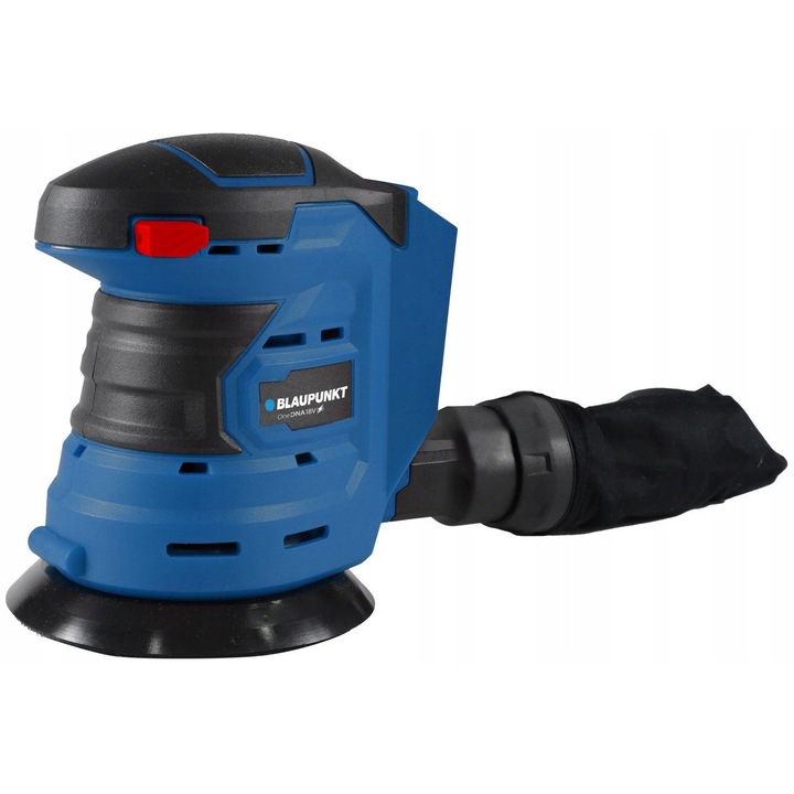 Slefuitor orbital excentric Blaupunkt CO4010, acumulator 18V, diametru disc 125 mm, oscilatie 2 mm, prindere velcro, sac praf si adaptor, Albastru, 1 buc