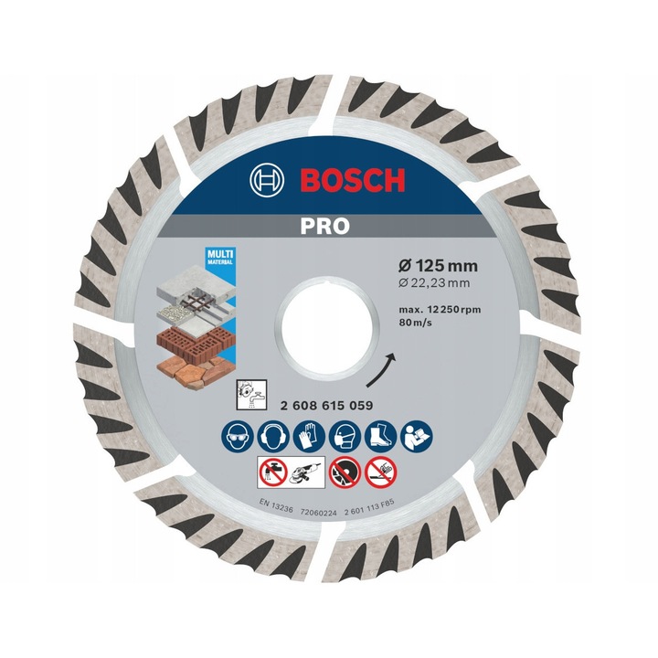 Диск диамантен Bosch Standard за универсална употреба 125x22,2mm, 2mm ширина, 10mm височина на сегмента, сухо рязане