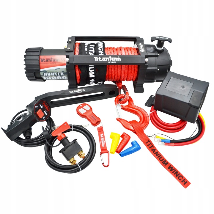 Csörlő auto Titanium Winch Hunter 13000, 12V, 5900 kg, 10mm x 24m, komplett szett