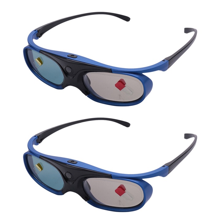 2X DLP Link Újratölthető 3D szemüveg készlet, Aktív redőny, Kék
