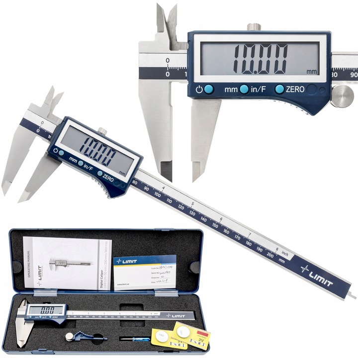 Elektronikus tolómérő Limit 28047-0204, 200 mm, nagy kijelző, rozsdamentes acélból