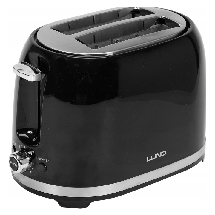 Lund 67500 kenyérpirító, 850W, 7 barnítási fokozat, kiolvasztás/melegítés/stop funkciók, Fekete, 1 db