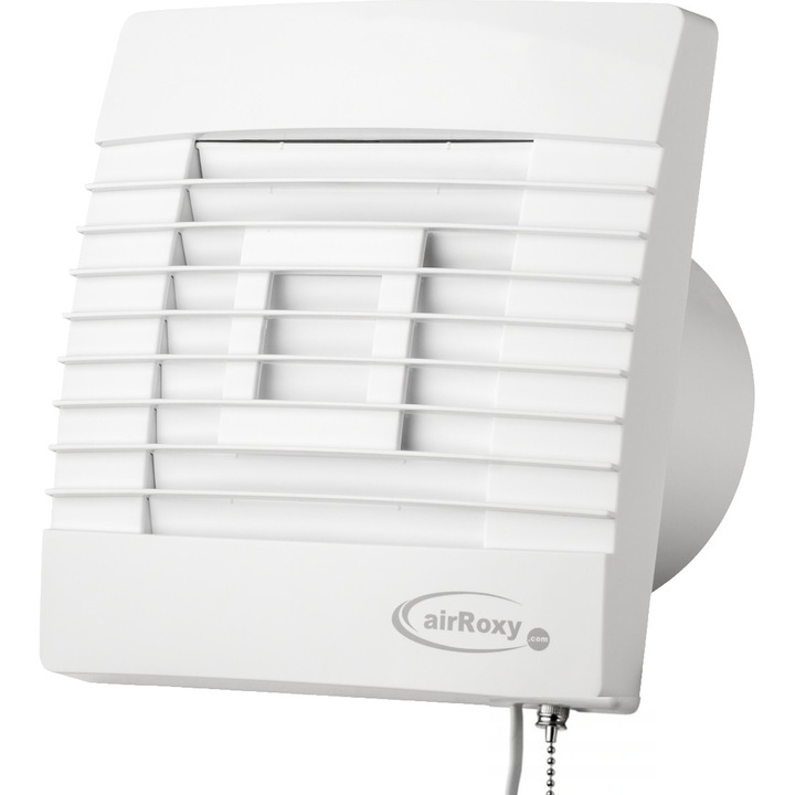 Ventilator baie airRoxy pRestige 100mm alb silentios cu jaluzea si intrerupator manual