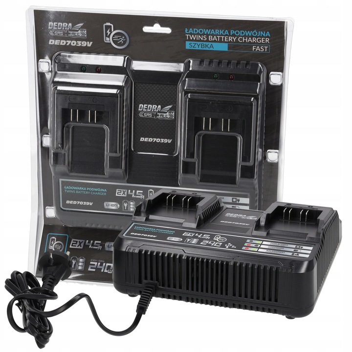 Incarcator rapid dublu DEDRA DED7039V, 240W, 2x4,5A, cu sistem de racire, 230V