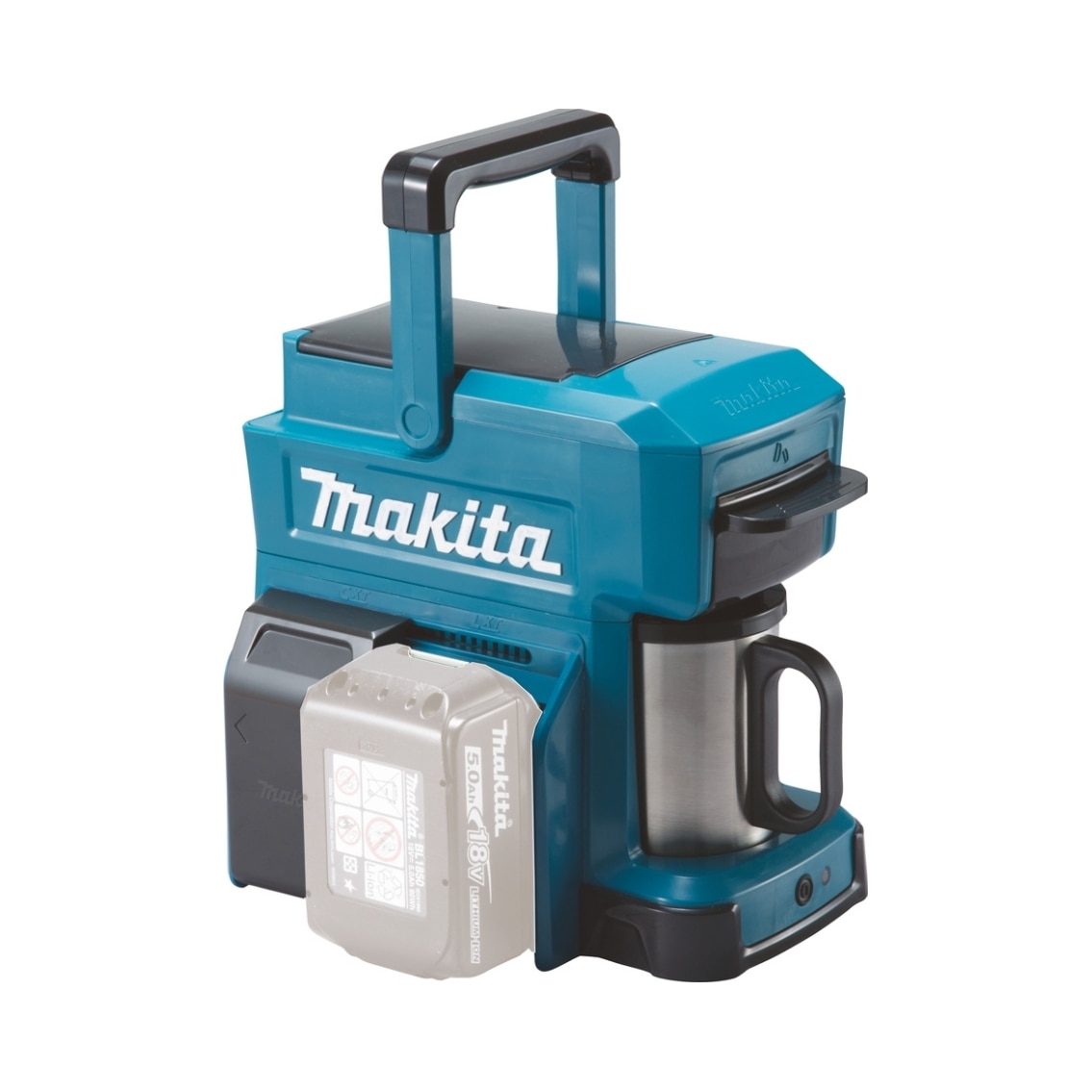 Espressor de cafea Makita DCM501Z, pe acumulator 10,8/14,4/18V, rezervor 240 ml, turcoaz