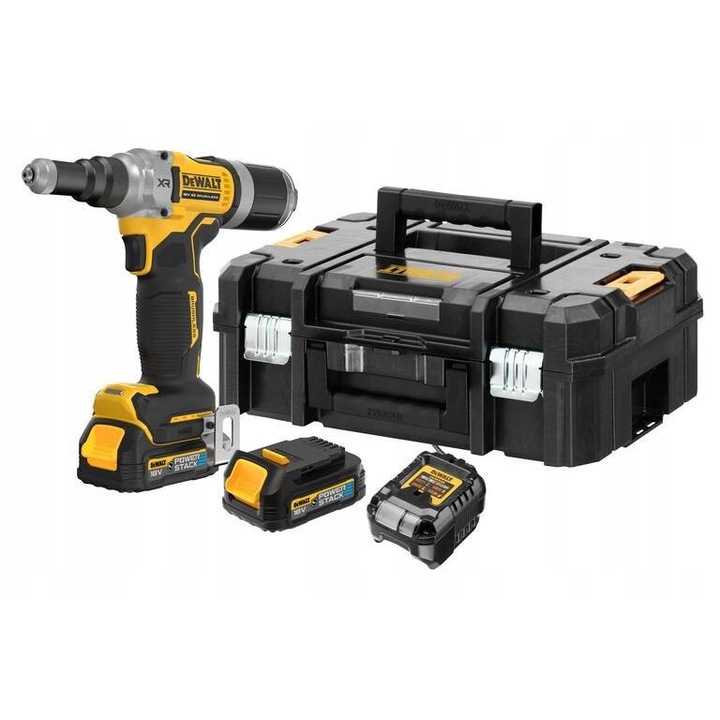 Dewalt DCF414E2GT szegecselőgép, 18V, 20000 N, készlet 2 PowerStack akkumulátorral, TSTAK koffer