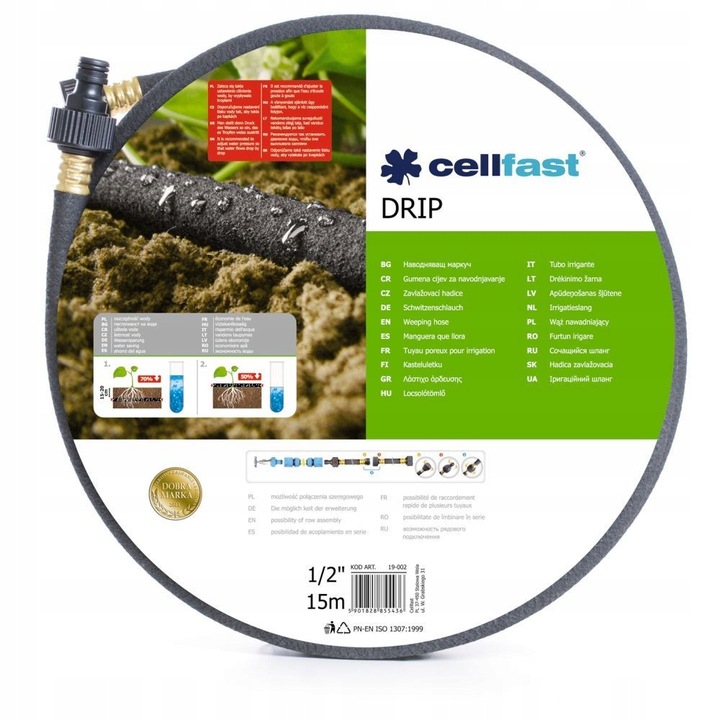 Cellfast Drip öntözőtömlő 1/2", 15m, alacsony vízfogyasztás