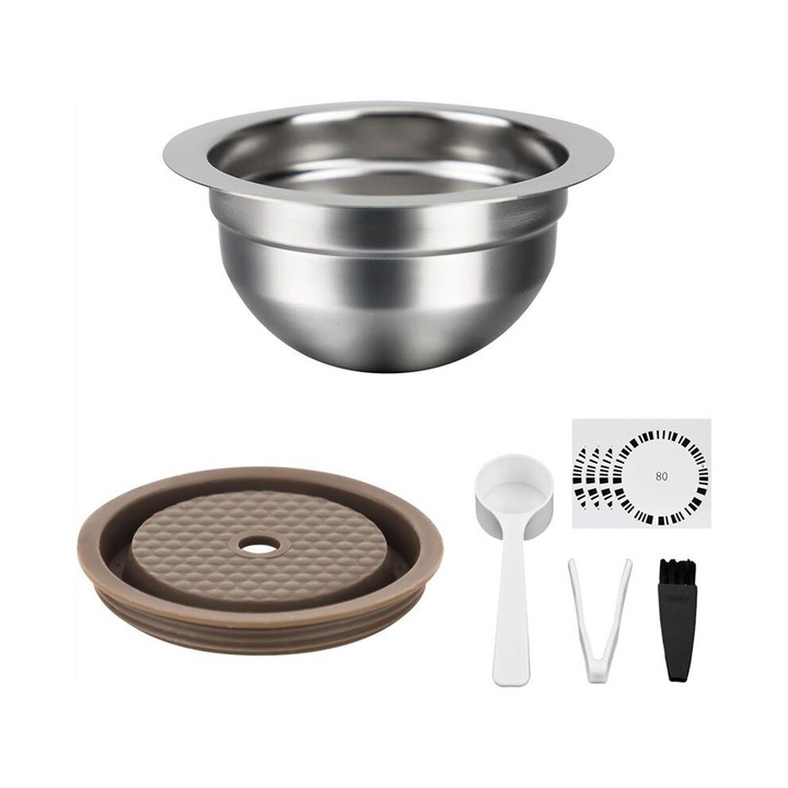 Capsule reutilizabile pentru aparate de cafea Vertuo, set 1 kit, inox, 80 ml