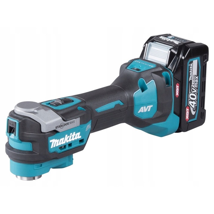 Makita XGT 40V multifunkciós szerszám, 2 db 2.5Ah akkumulátor, rezgéscsillapító technológia, méretek 332x92x138mm