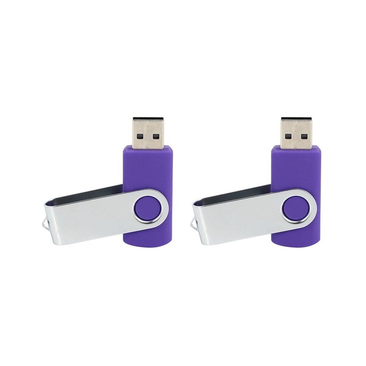Set 2x Memorie Flash USB 2.0 128 Mo, design rotativ, culoare aleatoare, dimensiuni 5.2x1.8x1.1cm