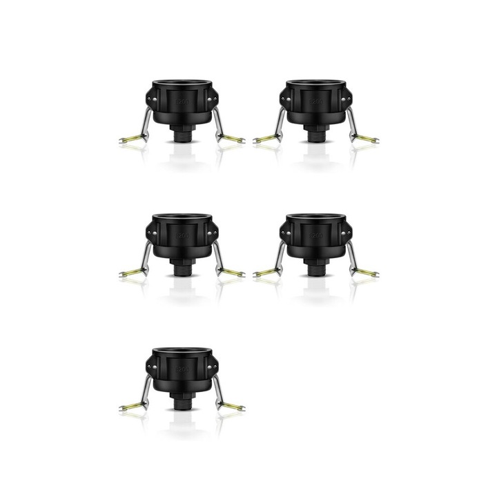 5 db adapter készlet IBC tartály csatlakozókhoz, 275-330 gallon, 2 hüvelyk, fekete, műanyag