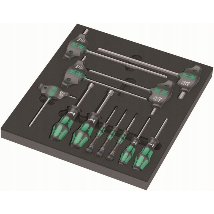 Set 12 unelte cu surubelnite Hex-Plus, Wera, 405x360x60 mm, multicolor