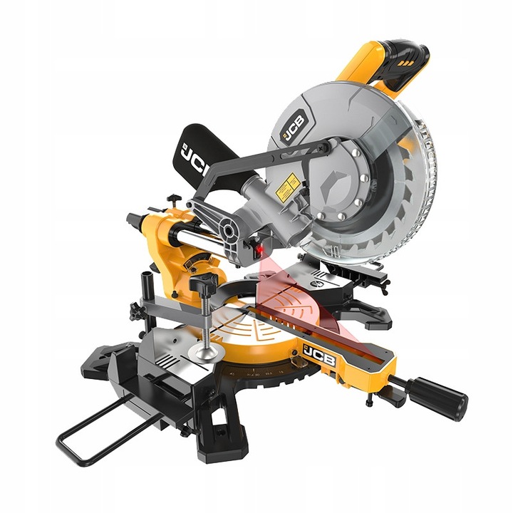 JCB MS210SB elektromos gérvágó fűrész, 1500W, lézeres vágás, 210mm, 10,8kg, komplett készlet