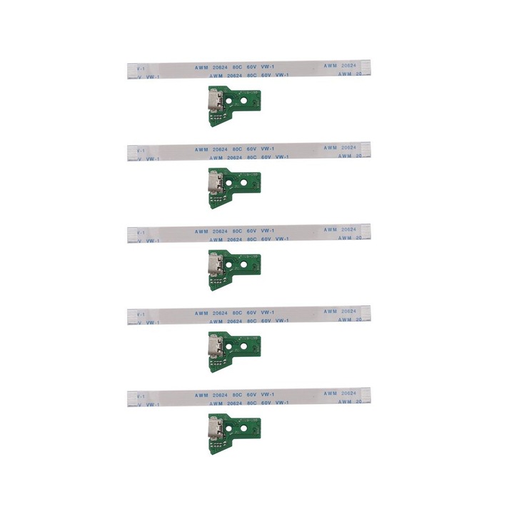 Set 5x Port de Incarcare USB JDS-055 pentru Controlere PS4, 12 pini, verde