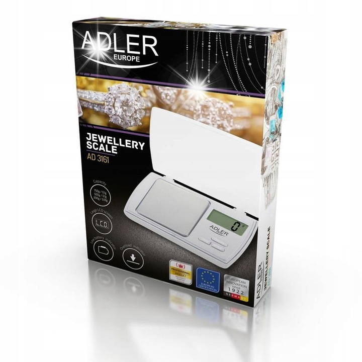 Cantar de bucatarie ADLER AD 3161, precizie 0,1g, alb, 12,7x7,7cm