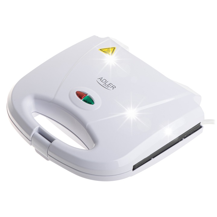 Grill electric Adler AD 3072, pliabil, alb, 21.5x20.5x7.5cm, 1200W