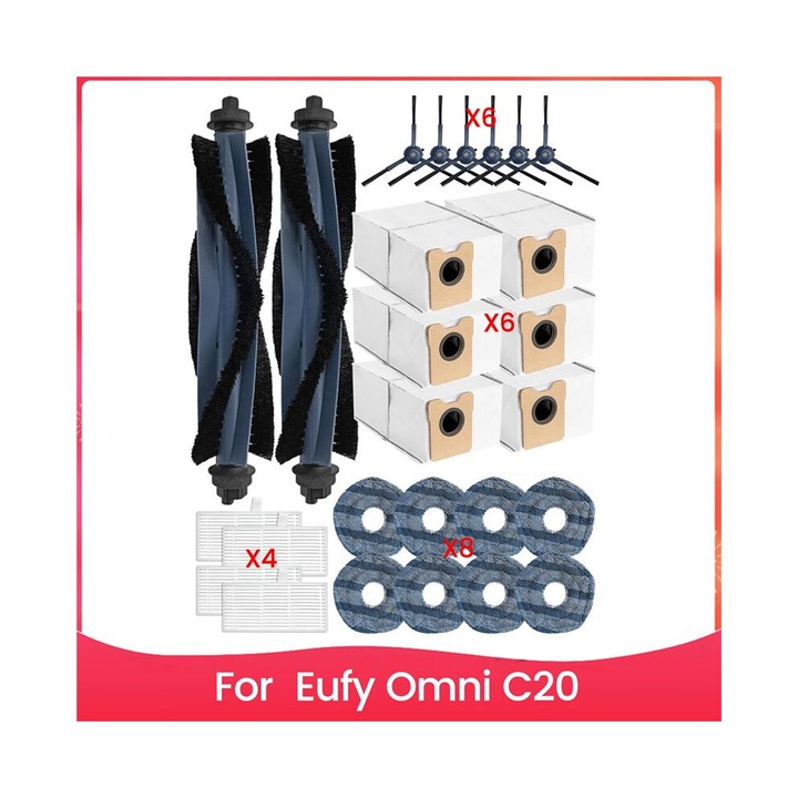 Set accesorii aspirator Omni C20, perii laterale, filtre HEPA, saci praf, alb