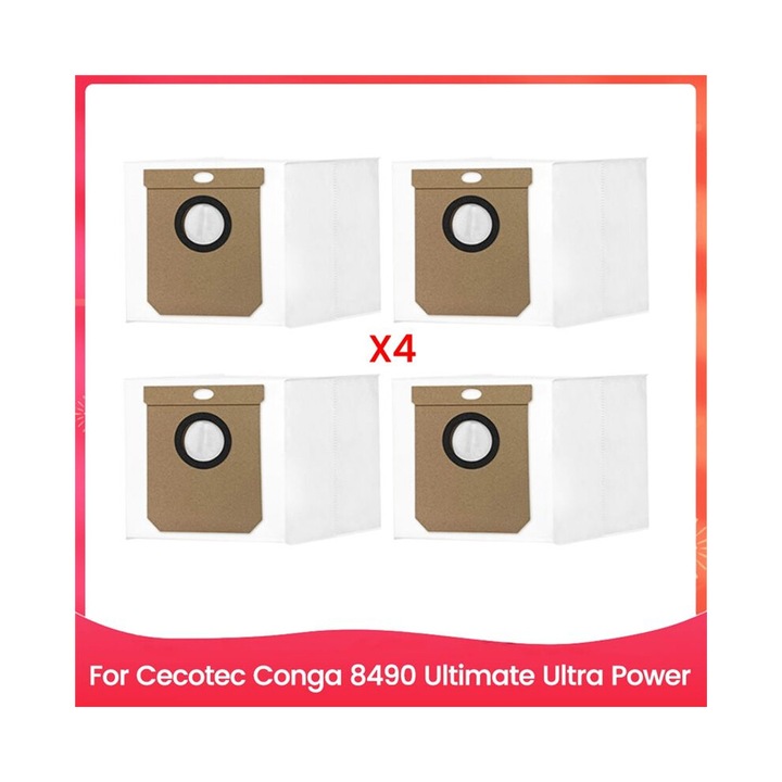Set 4 saci de praf pentru aspirator Cecotec Conga 8490 Ultra Power, filtrare avansata, material textil, usor de instalat