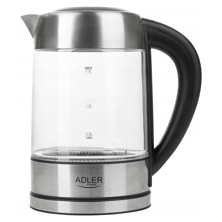 Adler AD 1247 elektromos vízforraló hőmérséklet-szabályozással, üveg, 1,7L