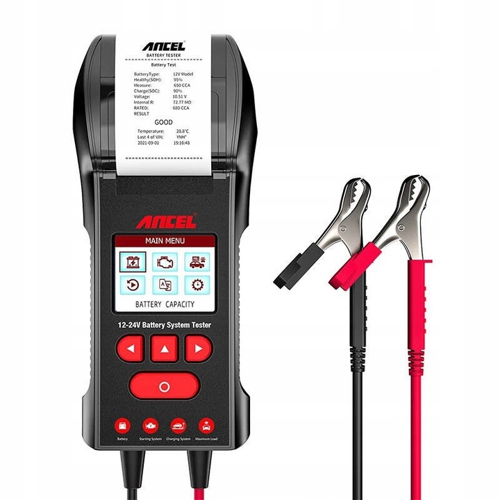 Тестер за акумулатор за кола Ancel BST600 с принтер LCD AGM GEL VRLA 12V 24V