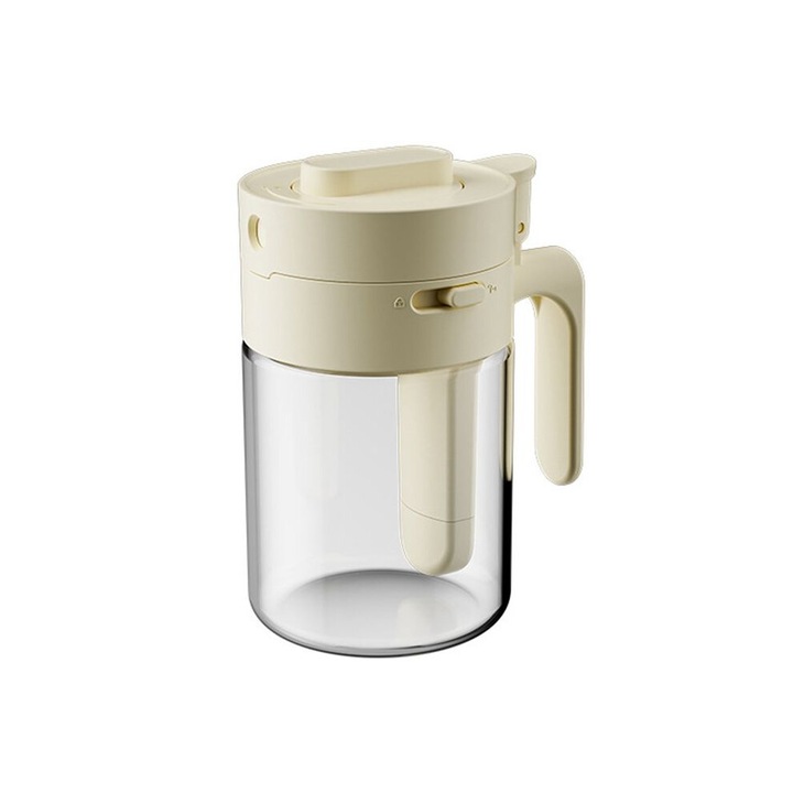 Organizator condimente 2 in 1, pot amovibil cu lingurita, crem, sticla