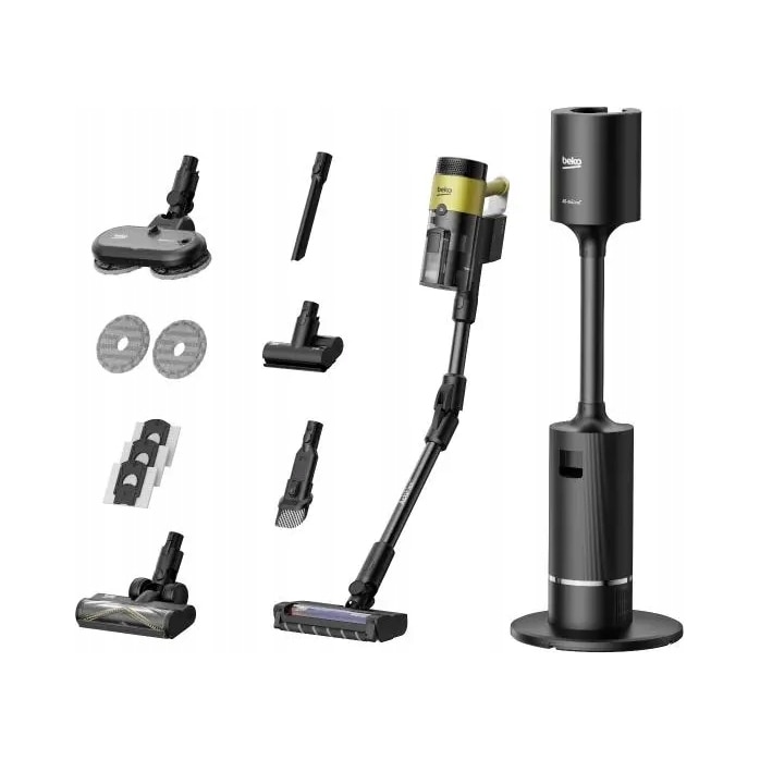 Aspirator vertical Beko PowerClean Pro VRT97325VY, 450W, negru-verde, 36x36x125cm
