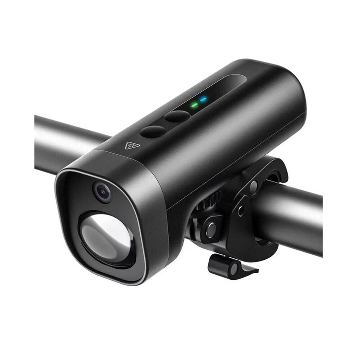 Kerékpár kamera 1080P HD, 300 lumen világítás, fekete, 2600mAh, kompakt