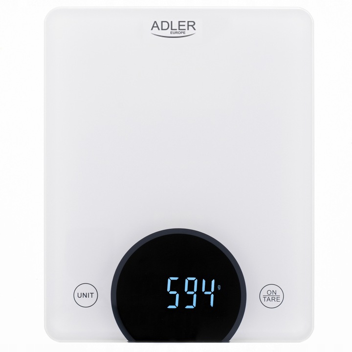 Cantar de bucatarie ADLER AD 3173 alb 10kg LED 20x16cm