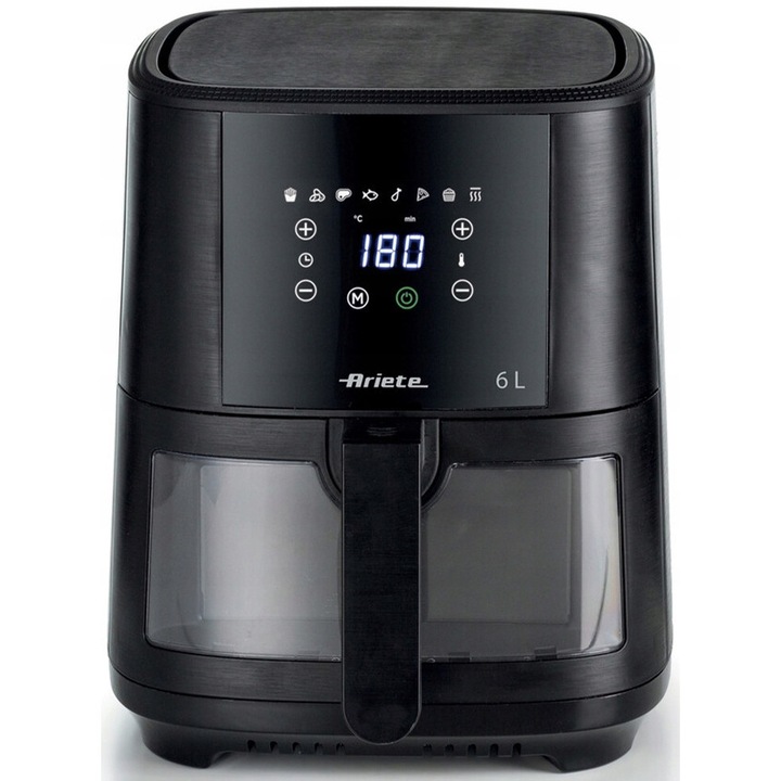Friteuza fara ulei Ariete AirFryer 6l 1300W 8 programe negru 23x35x33cm