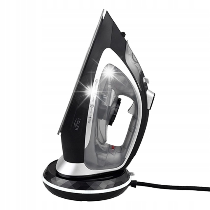 Fier de calcat cu aburi ADLER AD 5043, fara fir, 2800W, negru-argintiu, 33x19x16cm