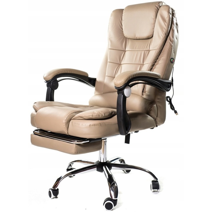 Офис стол Artnico Elgo 3.0 бежов масаж поставка за крака 52x52см