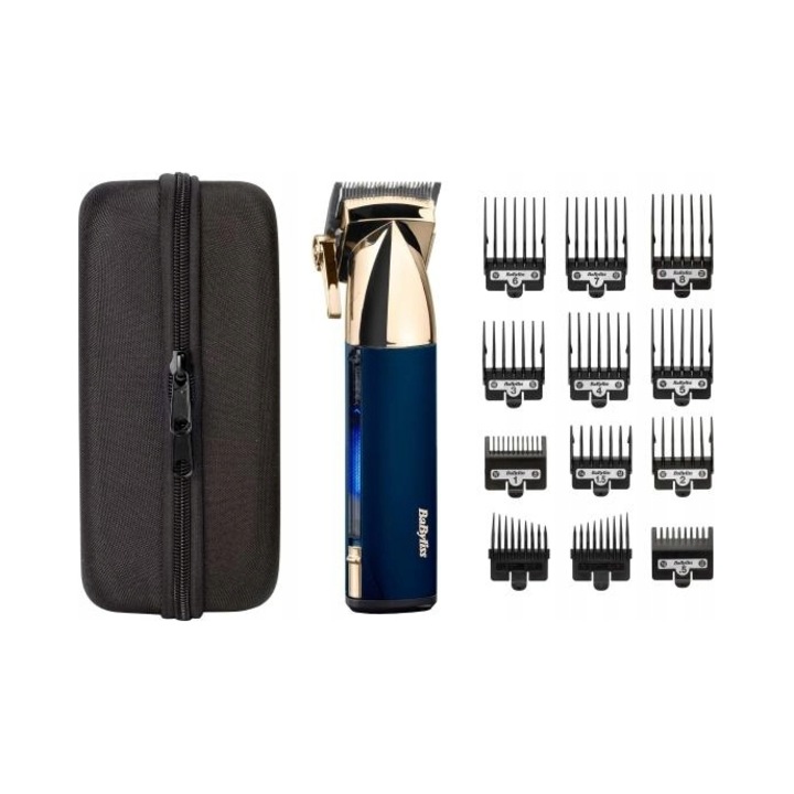 Aparat de tuns BaByliss Super-X Metal, 180 min autonomie, albastru, 0.8-25mm, set cu 10 accesorii
