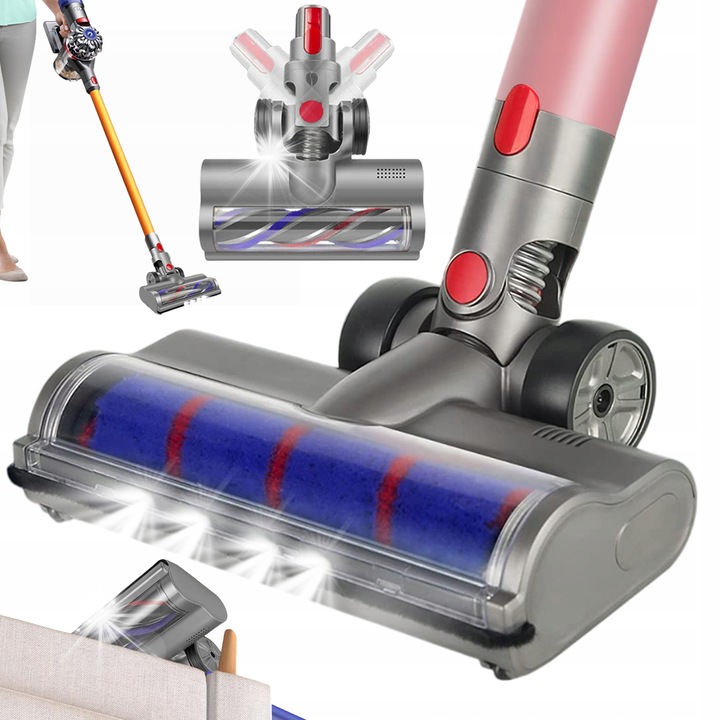 Електрическа четка Bedee за прахосмукачка Dyson V7 V8 V10 V11 с LED, черна, 1 бр