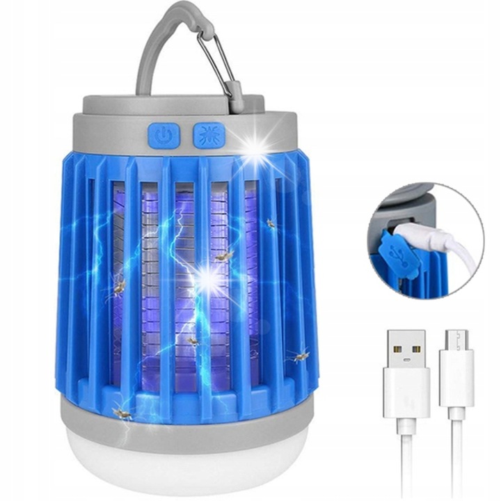 Соларна лампа против комари Bedee W851 синя 8.5x13cm USB водоустойчива