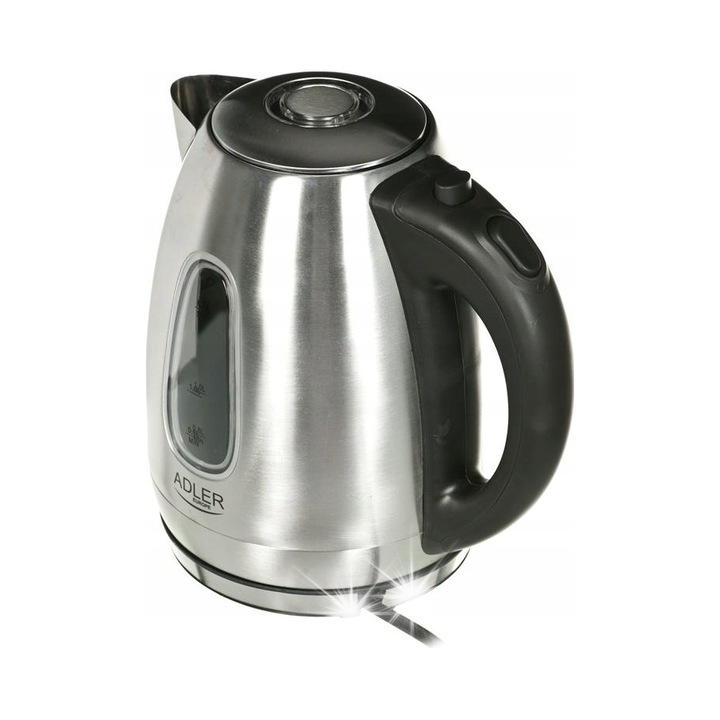 Adler AD 1223 elektromos vízforraló, rozsdamentes acél, 1,7L, 2000W, 360°-ban megvilágított