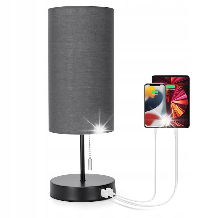 Aigostar asztali lámpa 14x38,5cm 2 USB port fekete