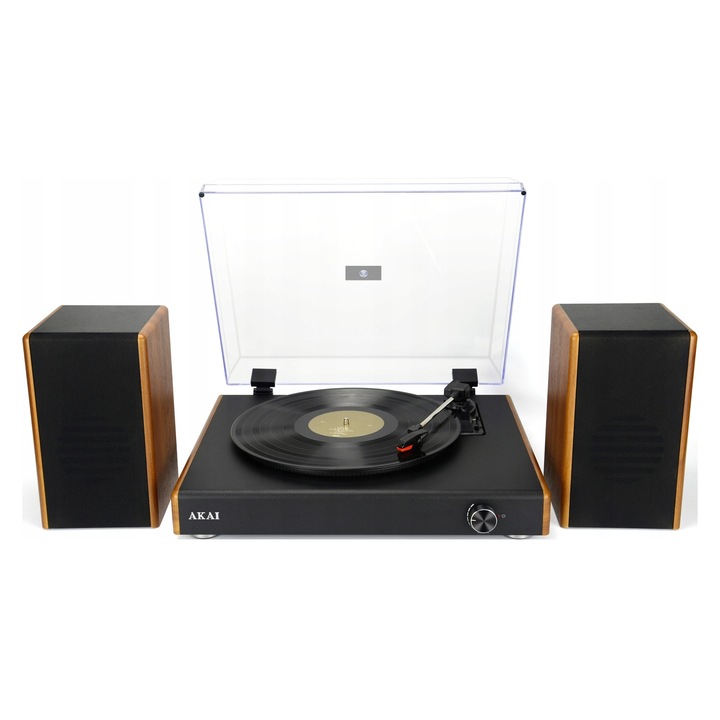 Akai ATT-240SP lemezjátszó, retro, dió, 488x348x402mm, hangszórókkal, USB, Bluetooth
