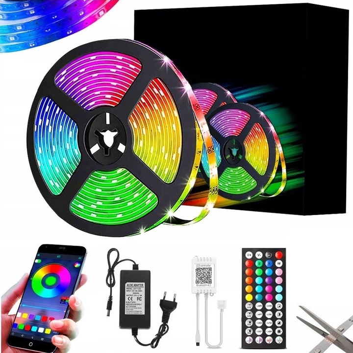LED RGB лента 20м Bluetooth, многоцветна, 10мм IP65