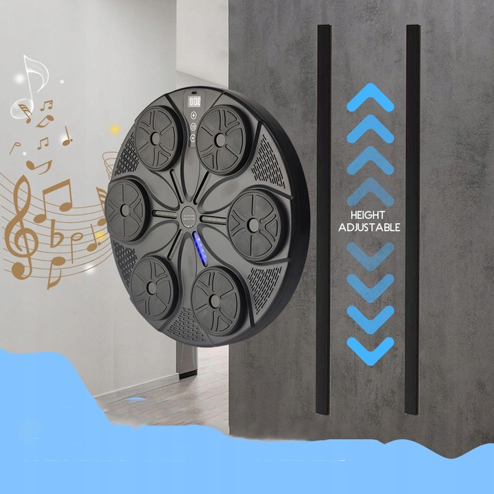 Боксова машина с Bluetooth, 9 режима, черна, 35x35x5см, комплект с ръкавици