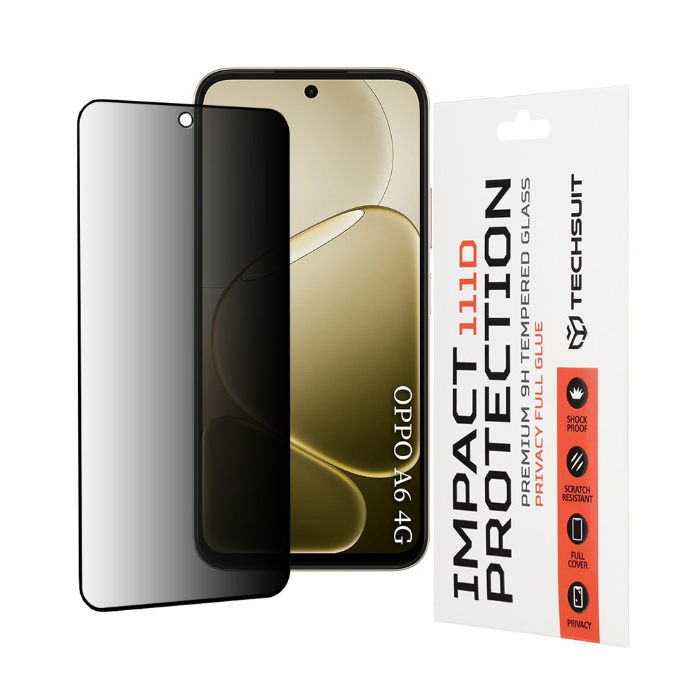 Folie pentru Oppo A6 4G / A6x 4G / A6x 5G - Techsuit 111D Privacy FullA Glue - Black
