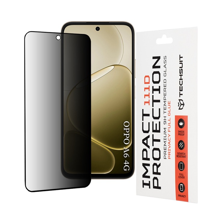 Folie pentru Oppo A6 4G / A6x 4G / A6x 5G - Techsuit 111D Privacy FullA Glue - Black