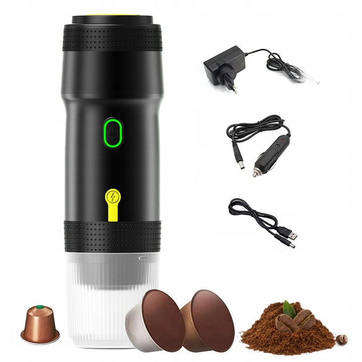 Преносим еспресо уред 3в1, 20 бара, 7500mAh, черен, 24.5x7.8см