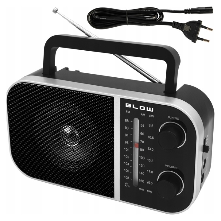 Преносимо радио Blow RA6, черно, 23.5x12x5.5см, AM/FM, 3.5" високоговорител