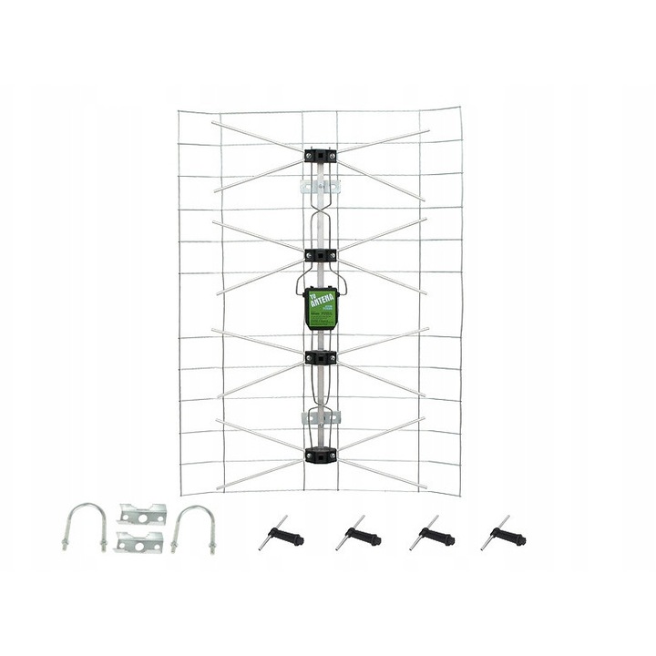 Antena TV exterioara Blow DVB-T2, amplificator 30dB, 80x60cm, negru