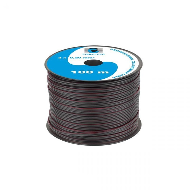Lapos kábel 2x0,20mm Cabletech fekete 1,8x4mm 100m