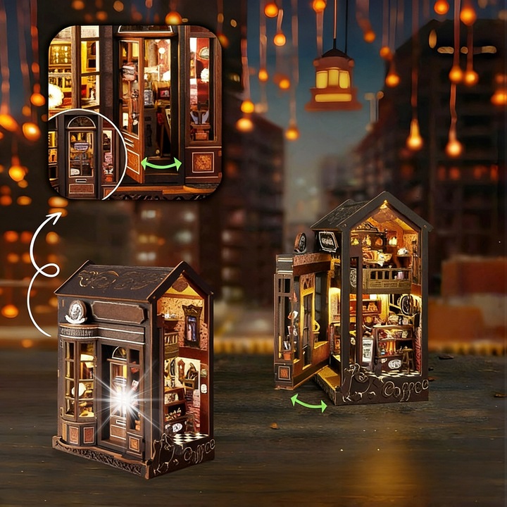 Puzzle miniatura 3D DIY, decor LED, multicolor