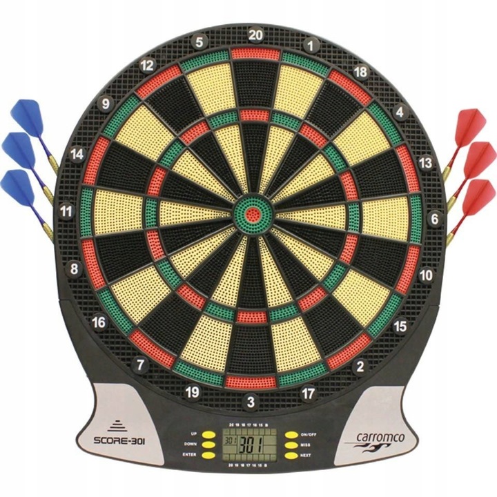 Електронна мишена за дартс Carromco Score 301, 26 игри, многоцветна, 44.6x39x2см